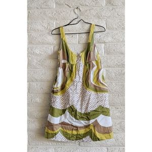 Trina Turk | 70s mod green cotton dress